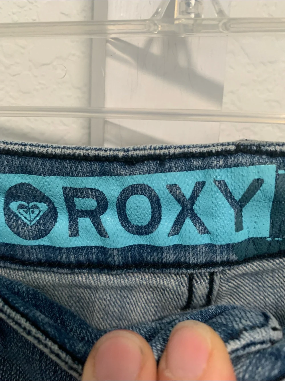 Y2K Roxy Low Rise Cuffed Distressed Blue Denim Shorts